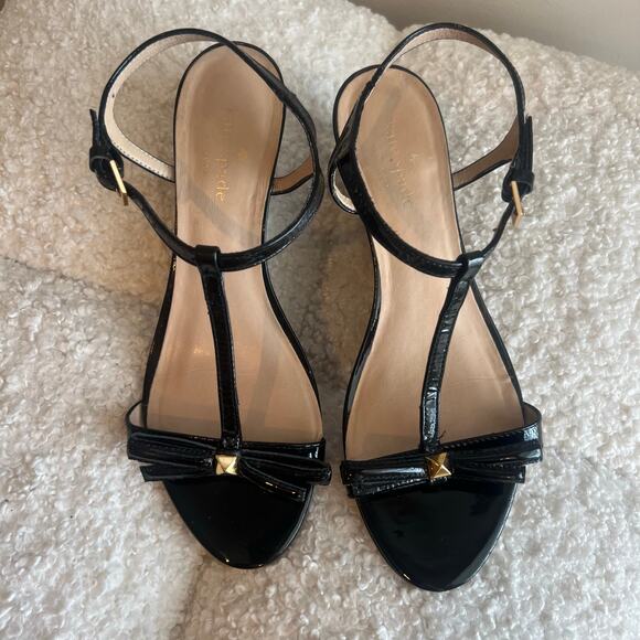 Kate Spade Black Strappy Wedge Sandals size 8 - Picture 3 of 10